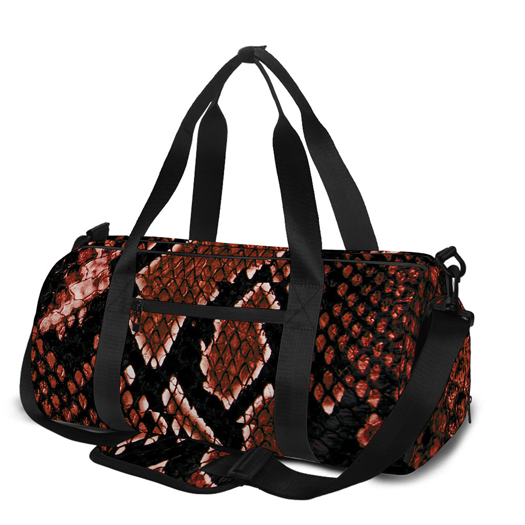 Brick Red Python Snakeskin Print Gym Bag