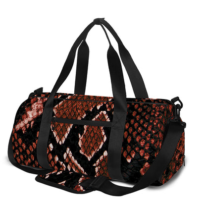 Brick Red Python Snakeskin Print Gym Bag