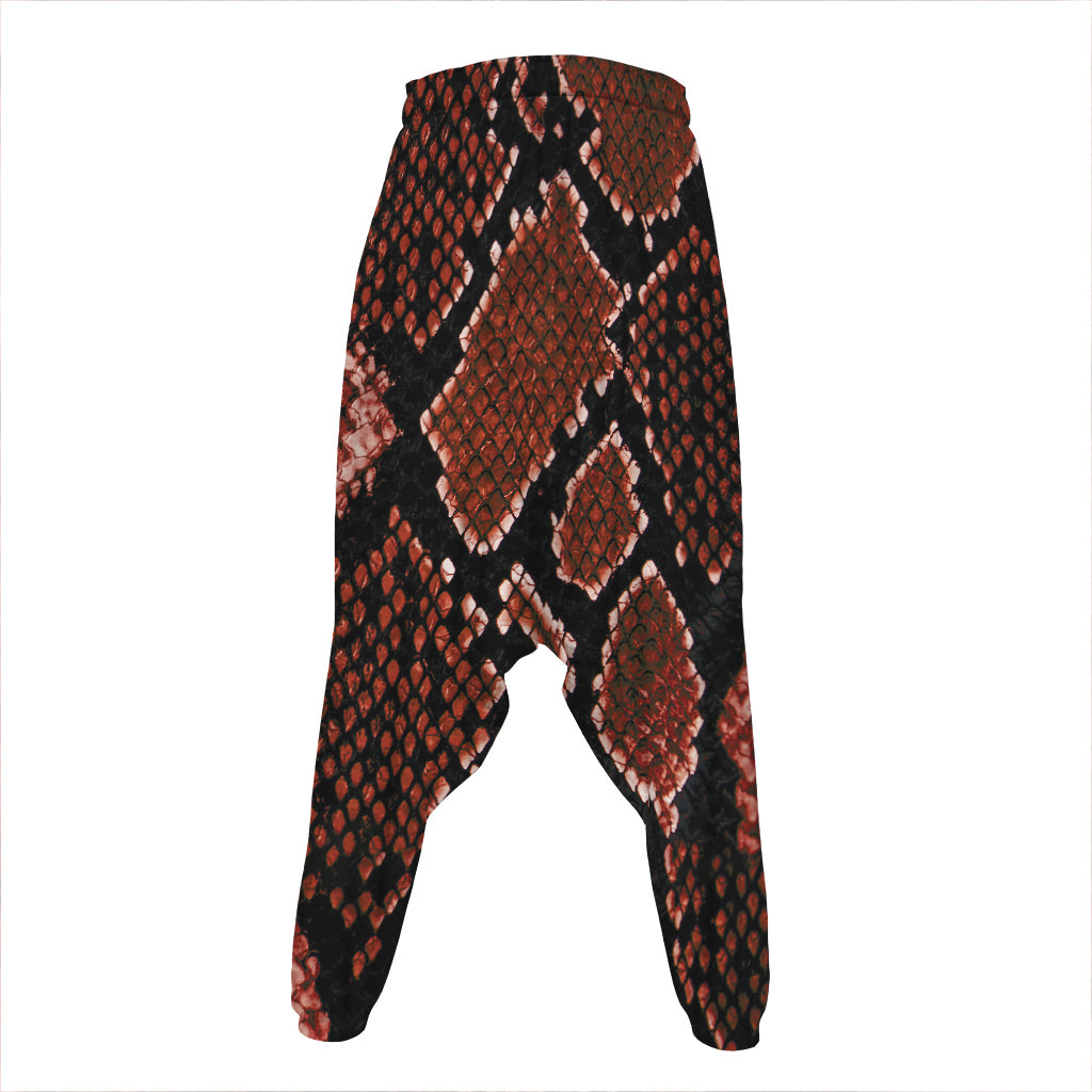 Brick Red Python Snakeskin Print Hammer Pants