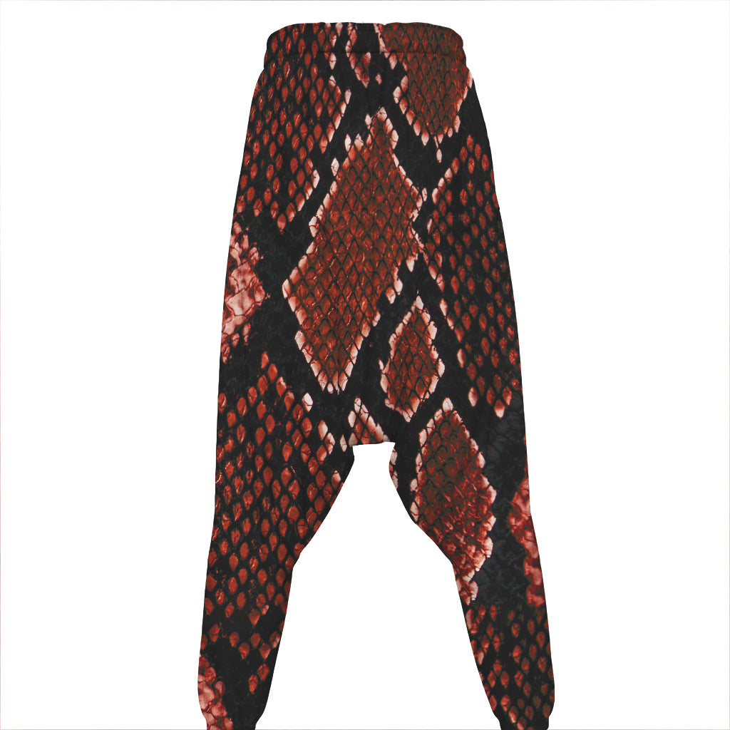 Brick Red Python Snakeskin Print Hammer Pants