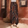 Brick Red Python Snakeskin Print Harem Pants
