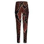 Brick Red Python Snakeskin Print High-Waisted Pocket Leggings