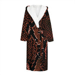 Brick Red Python Snakeskin Print Hooded Bathrobe