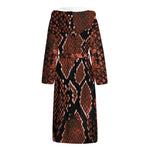 Brick Red Python Snakeskin Print Hooded Bathrobe
