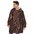 Brick Red Python Snakeskin Print Hoodie Blanket