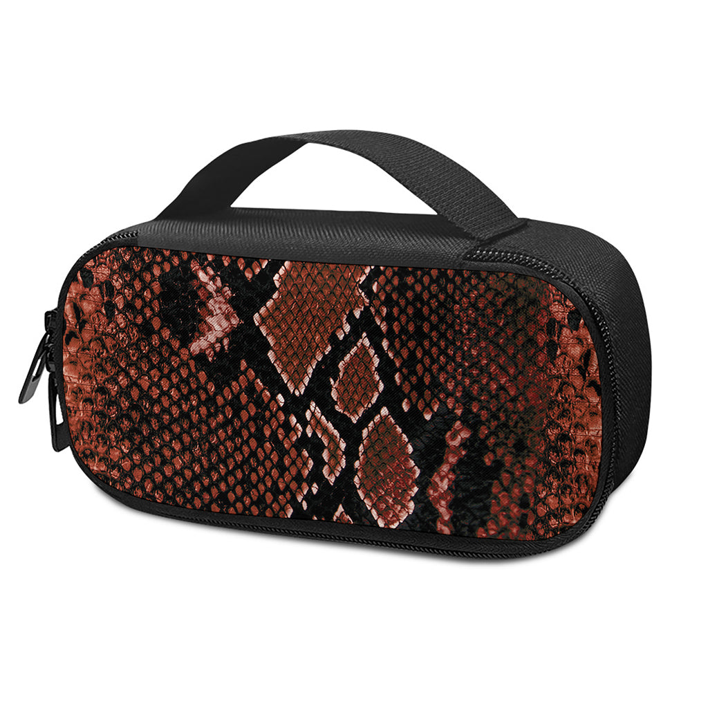 Brick Red Python Snakeskin Print Insulin Cooler Travel Case
