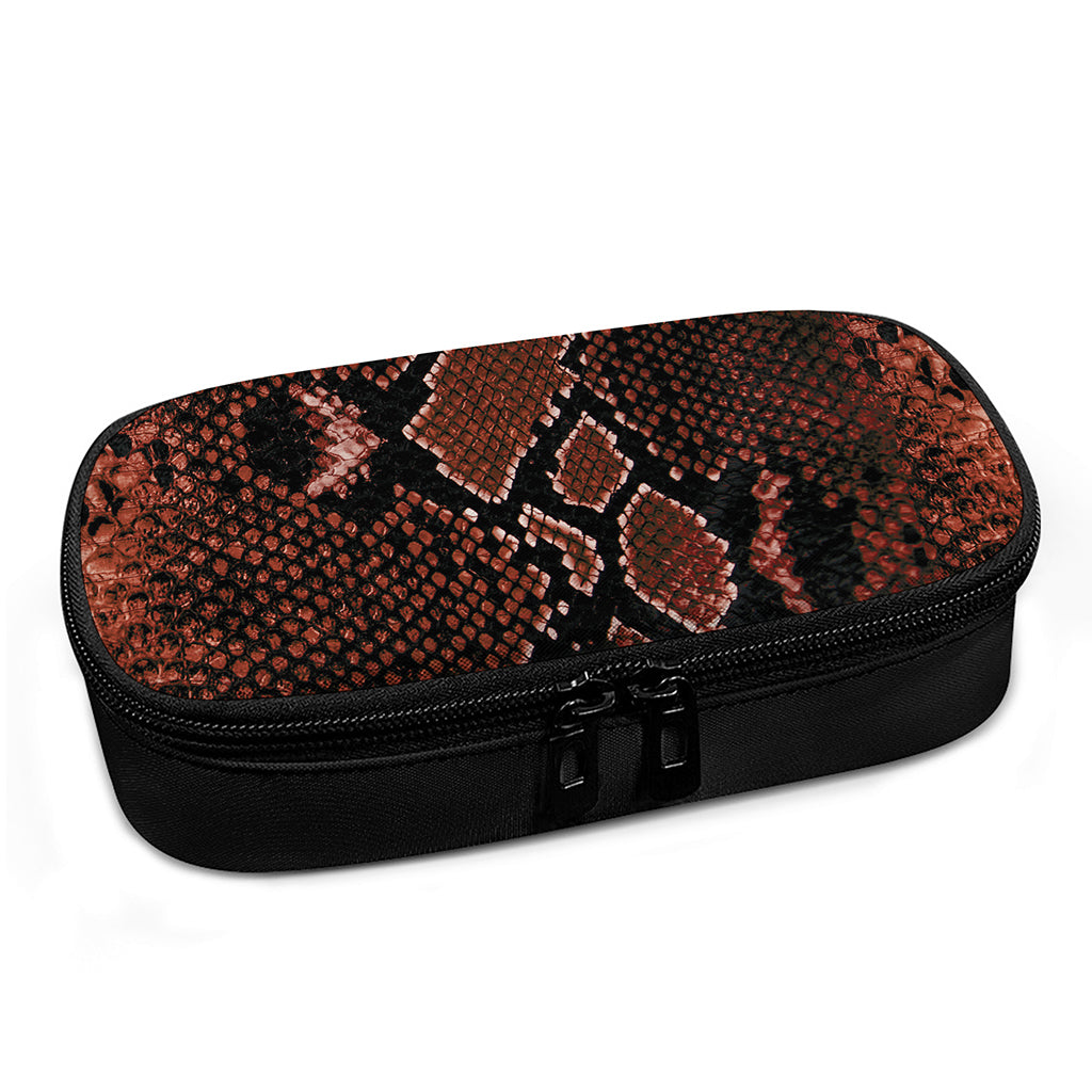Brick Red Python Snakeskin Print Insulin Cooler Travel Case