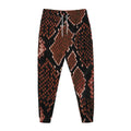 Brick Red Python Snakeskin Print Jogger Pants