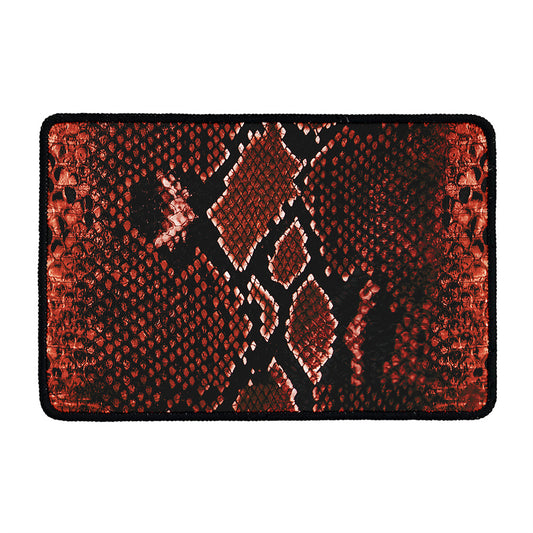 Brick Red Python Snakeskin Print Kitchen Mat