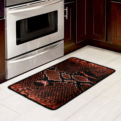 Brick Red Python Snakeskin Print Kitchen Mat