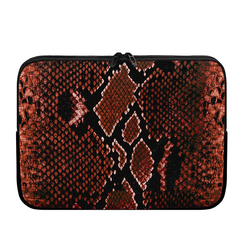 Brick Red Python Snakeskin Print Laptop Sleeve