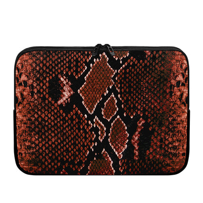 Brick Red Python Snakeskin Print Laptop Sleeve