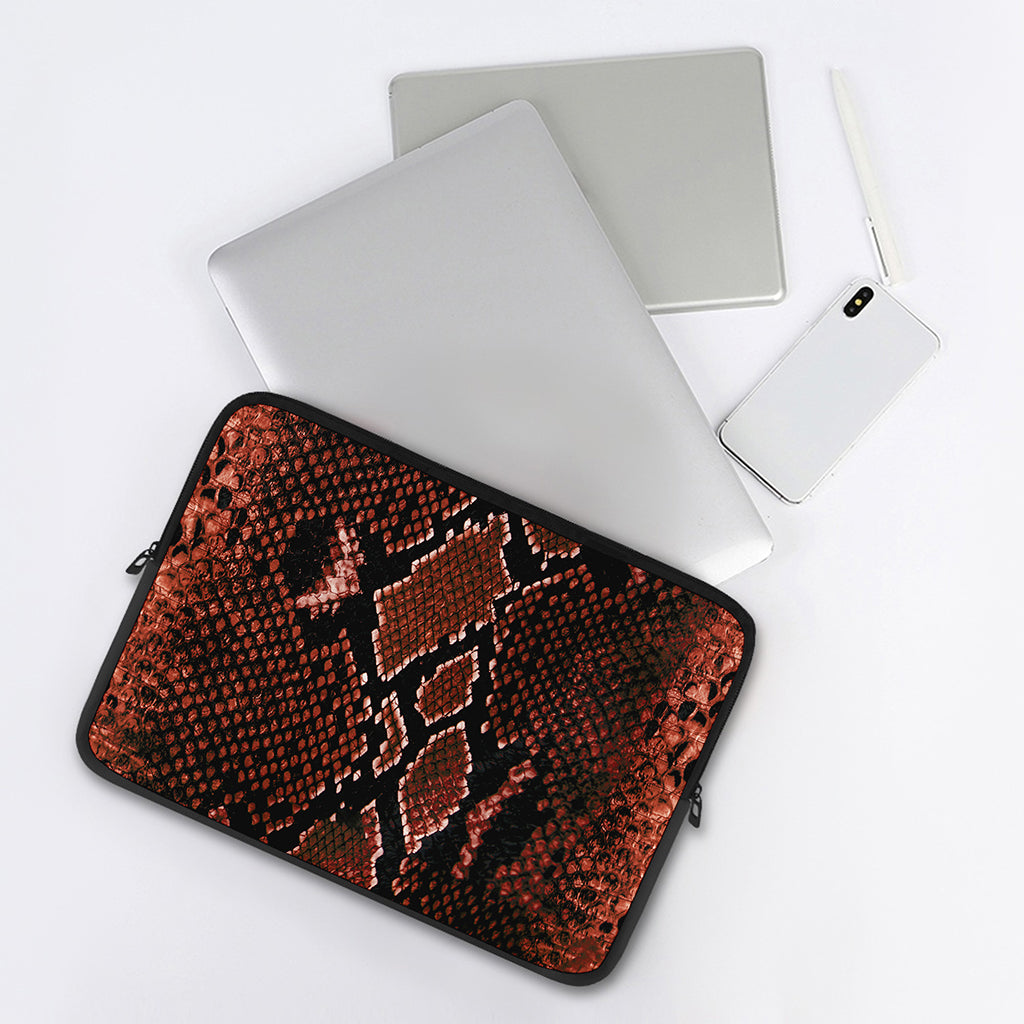 Brick Red Python Snakeskin Print Laptop Sleeve