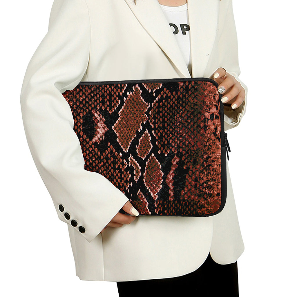 Brick Red Python Snakeskin Print Laptop Sleeve