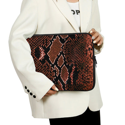 Brick Red Python Snakeskin Print Laptop Sleeve
