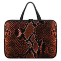 Brick Red Python Snakeskin Print Laptop Sleeve With Handle