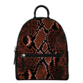 Brick Red Python Snakeskin Print Leather Backpack