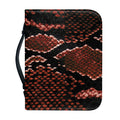 Brick Red Python Snakeskin Print Leather Bible Cover