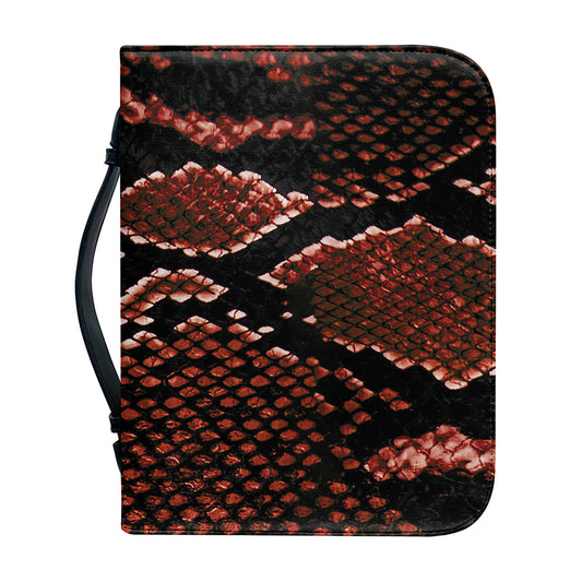 Brick Red Python Snakeskin Print Leather Bible Cover