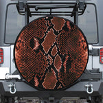 Brick Red Python Snakeskin Print Leather Spare Tire Cover