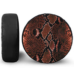 Brick Red Python Snakeskin Print Leather Spare Tire Cover