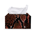 Brick Red Python Snakeskin Print Leather Tissue Box Cover