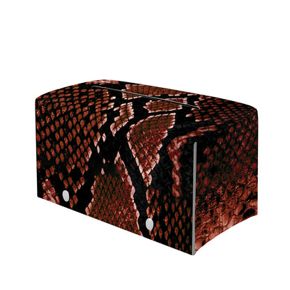 Brick Red Python Snakeskin Print Leather Tissue Box Cover