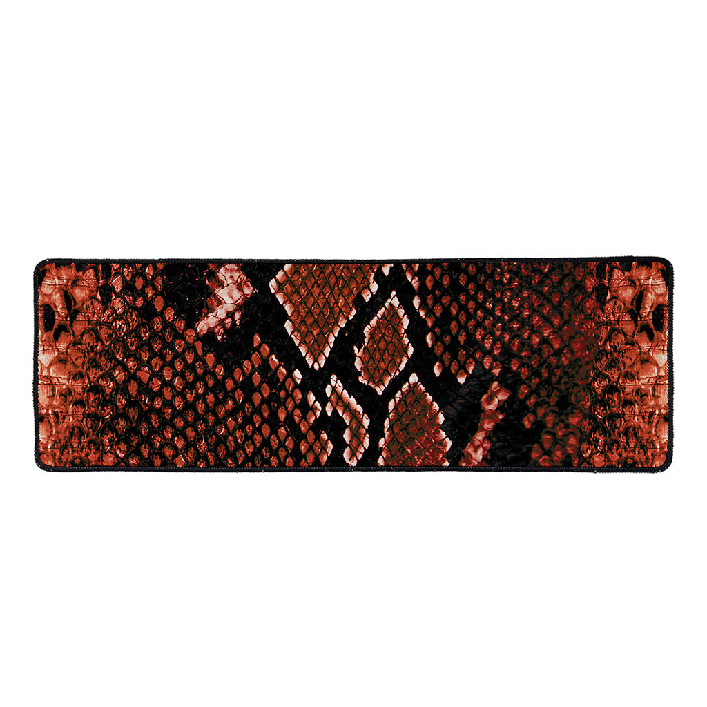 Brick Red Python Snakeskin Print Long Kitchen Mat