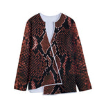 Brick Red Python Snakeskin Print Long Sleeve Short Coat