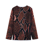 Brick Red Python Snakeskin Print Long Sleeve Short Coat