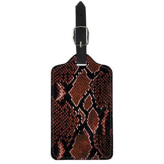 Brick Red Python Snakeskin Print Luggage Tag