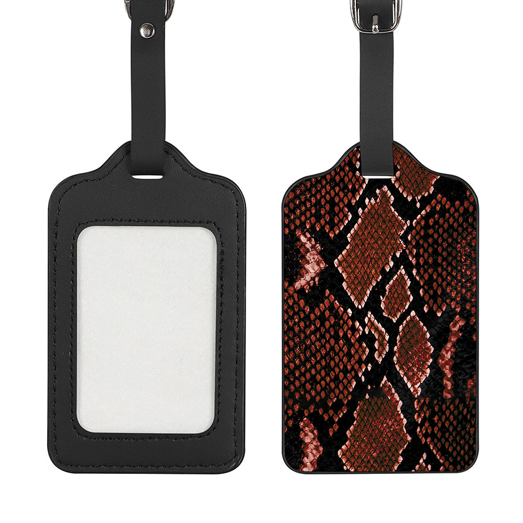 Brick Red Python Snakeskin Print Luggage Tag
