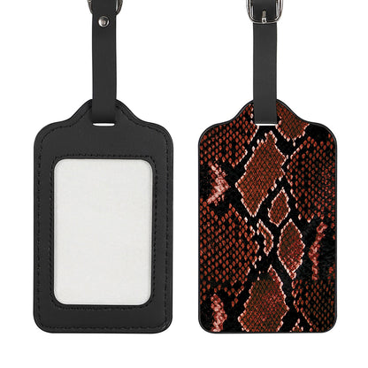 Brick Red Python Snakeskin Print Luggage Tag