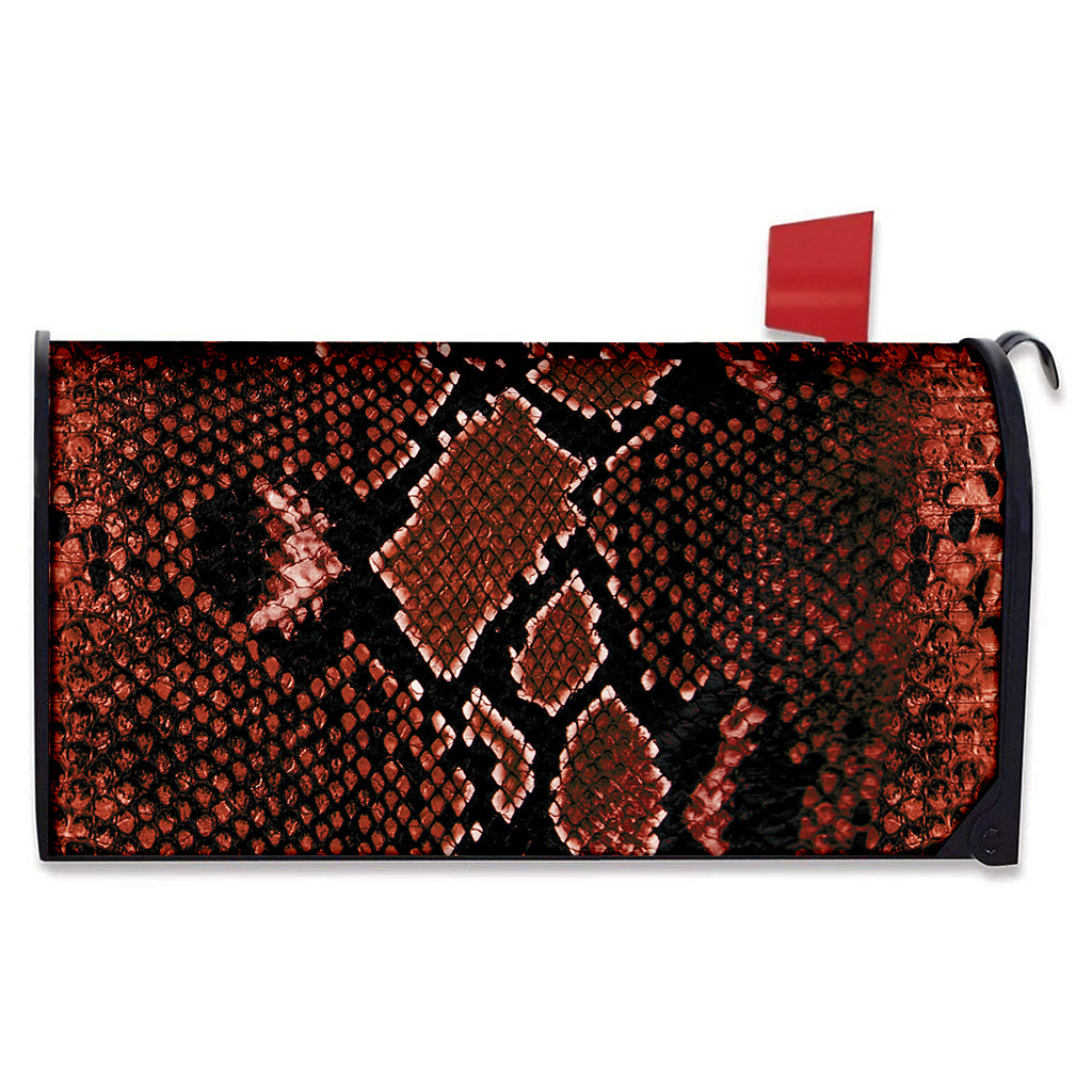 Brick Red Python Snakeskin Print Mailbox Cover