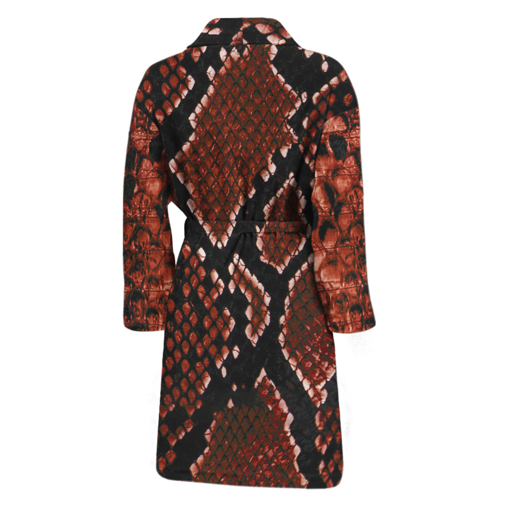 Brick Red Python Snakeskin Print Men's Bathrobe