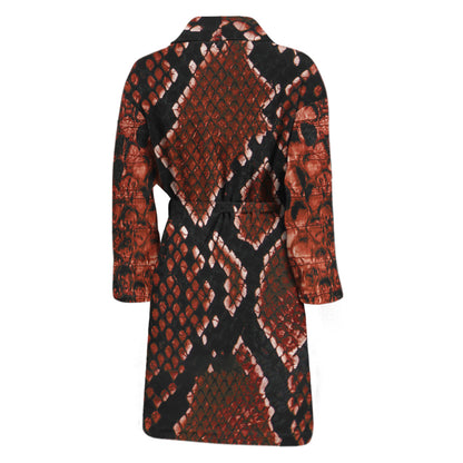 Brick Red Python Snakeskin Print Men's Bathrobe