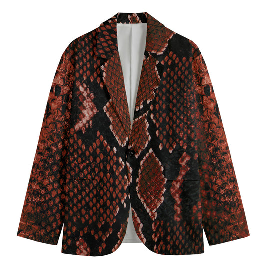 Brick Red Python Snakeskin Print Men's Blazer