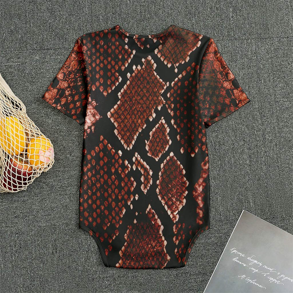 Brick Red Python Snakeskin Print Men's Bodysuit