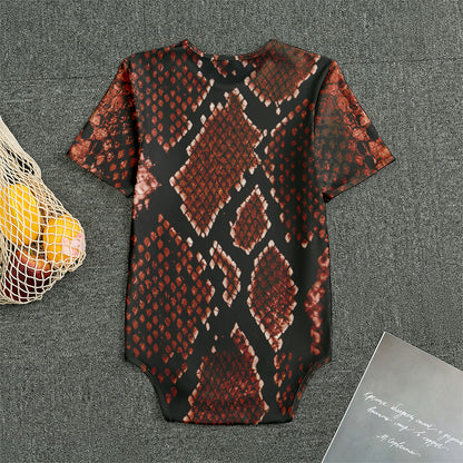 Brick Red Python Snakeskin Print Men's Bodysuit