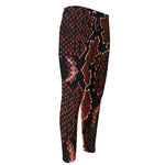 Brick Red Python Snakeskin Print Men's Compression Pants