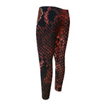 Brick Red Python Snakeskin Print Men's Compression Pants