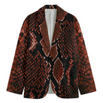 Brick Red Python Snakeskin Print Men's Cotton Blazer