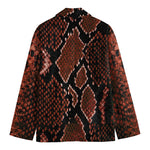 Brick Red Python Snakeskin Print Men's Cotton Blazer