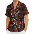 Brick Red Python Snakeskin Print Men's Deep V-Neck Shirt