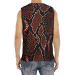 Brick Red Python Snakeskin Print Men's Fitness Tank Top