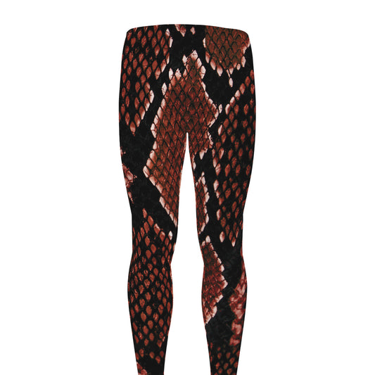 Brick Red Python Snakeskin Print Men's leggings