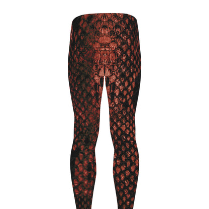 Brick Red Python Snakeskin Print Men's leggings
