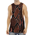 Brick Red Python Snakeskin Print Men's Muscle Tank Top