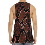Brick Red Python Snakeskin Print Men's Muscle Tank Top