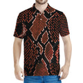 Brick Red Python Snakeskin Print Men's Polo Shirt